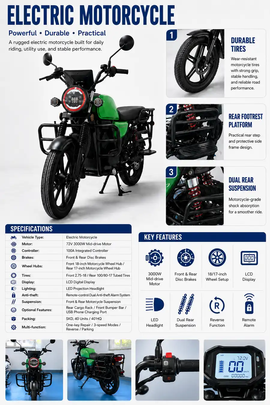 3000W utility electric motorcycle product sheet